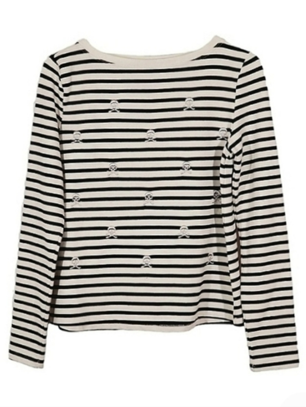 1051 * Betsey Johnson Striped Long Sleeve Top Silver Skulls Size Unknown